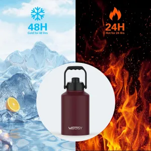 1 Gallon Water Bottle Insulated(Cold for 48 Hrs),BPA Free&Leak Proof,128oz Stainless Steel Water Jug,Big thermo,Large Water Bottle with Handle for Gym,Hiking,Camping&Travel,Brick Red