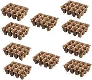 10-Pack 12-Hole Plant Bag Trays Rectangle Seedling Growing Cups for Transplanting Safe Non-Slip Planting Supplies