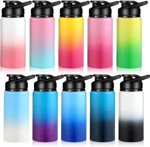 10 Pcs Reusable Aluminum Water Bottles Bulk Multicolor Outdoor Sports Water Bottles for Travel Gym Cycling Camping, Snap Lid