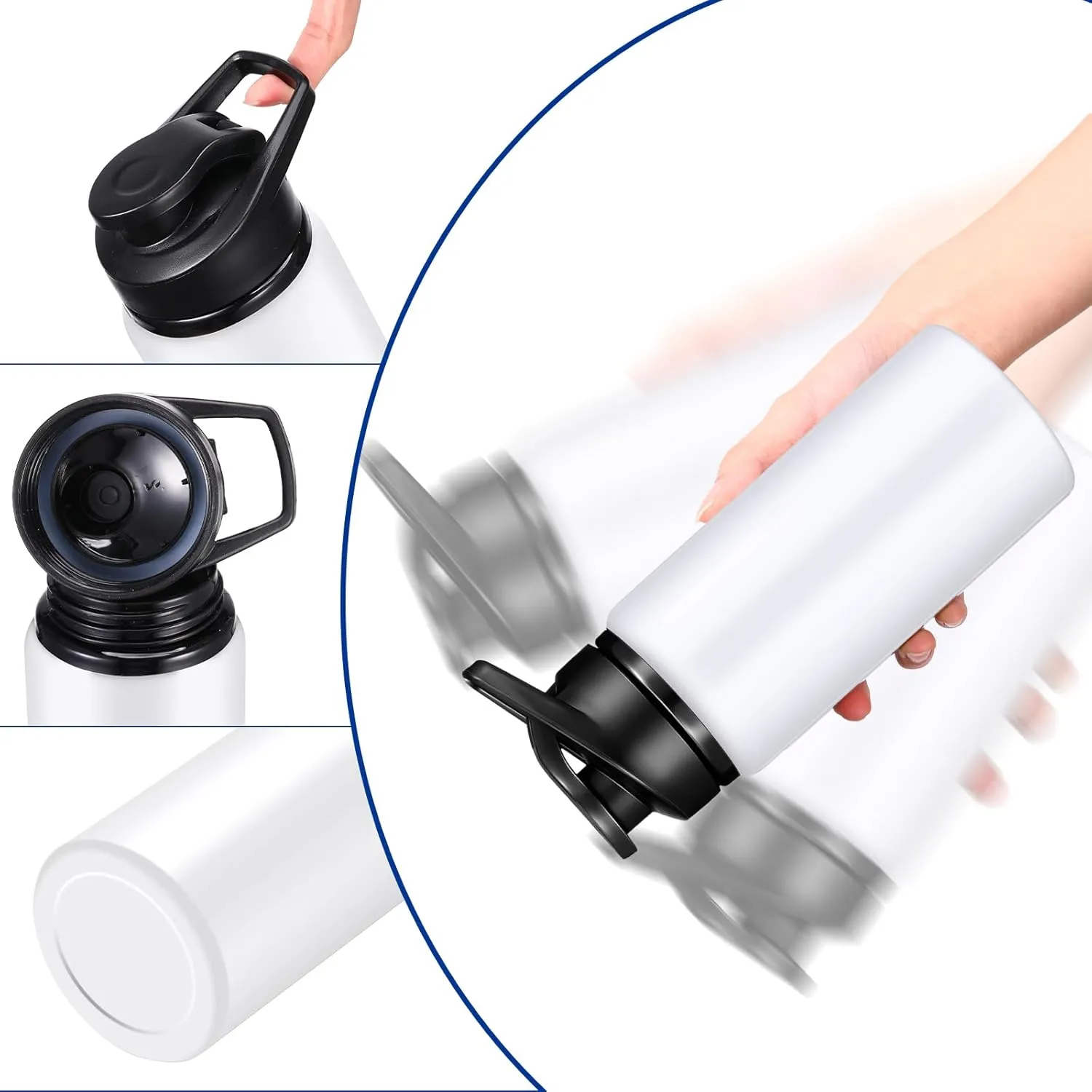 10 Pieces 13.5 oz Reusable Aluminum Water Bottles Bulk Outdoor Sports Water Bottles Multipack Travel Bottles for Gym, Hiking, Cycling, Camping, Fishing, Snap Lid(White)
