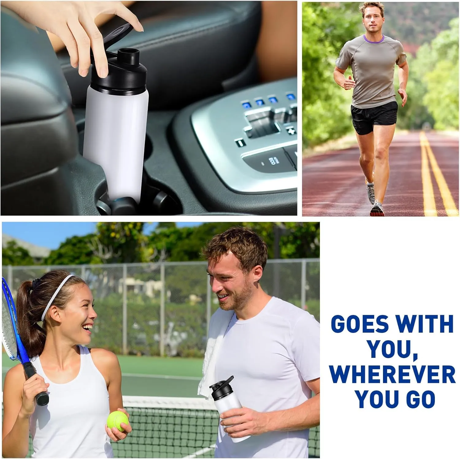 10 Pieces 13.5 oz Reusable Aluminum Water Bottles Bulk Outdoor Sports Water Bottles Multipack Travel Bottles for Gym, Hiking, Cycling, Camping, Fishing, Snap Lid(White)