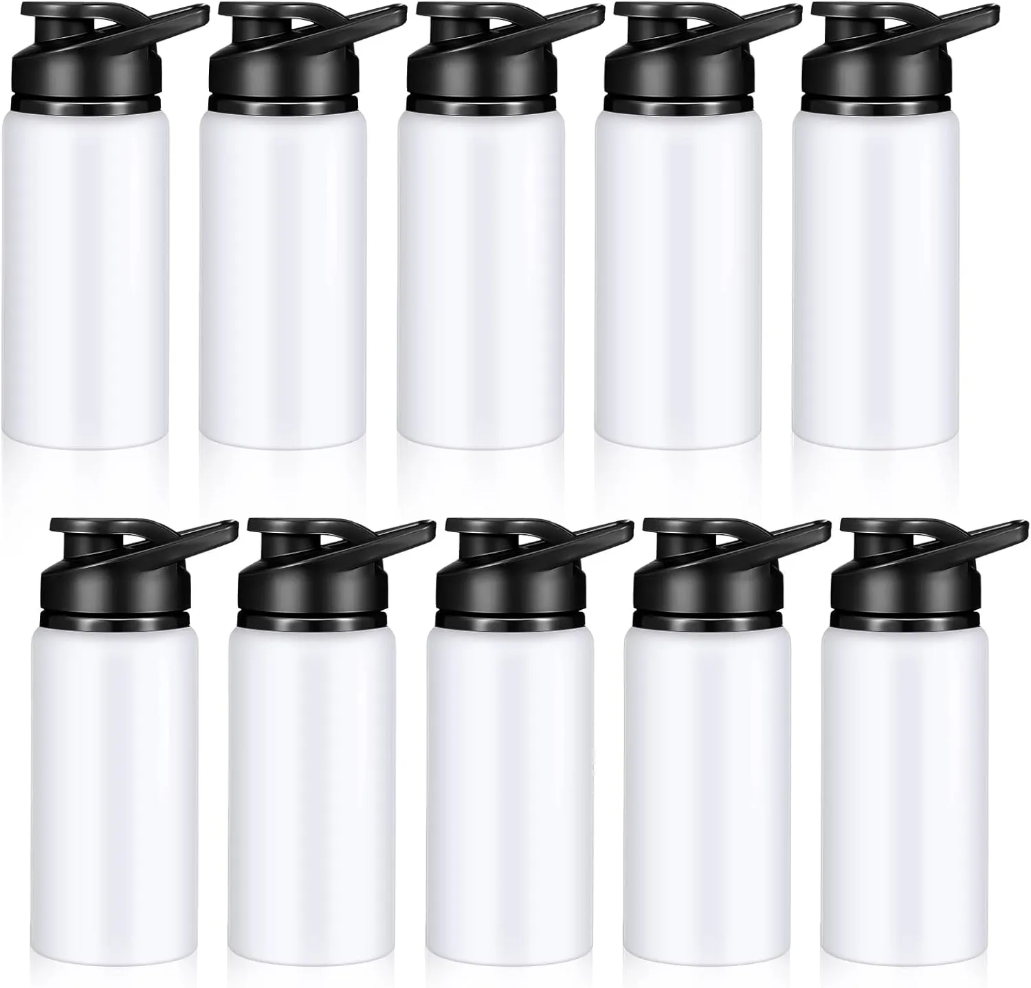 10 Pieces 13.5 oz Reusable Aluminum Water Bottles Bulk Outdoor Sports Water Bottles Multipack Travel Bottles for Gym, Hiking, Cycling, Camping, Fishing, Snap Lid(White)