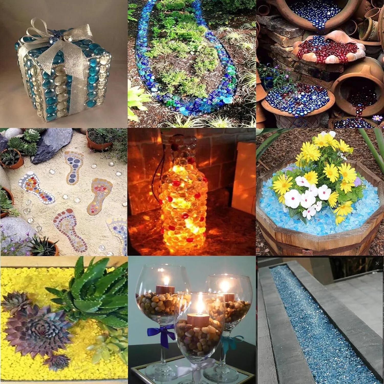 10 Pound Fire Pit Glass 1/2 Inch Reflective Round Fire Glass Drops Beads Rocks for Natural or Propane Fire Pit and Landscaping Pacific Blue