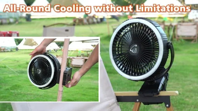 10000mAh Rechargeable Clip On Fan-8" Battery Operated Golf Cart Fan w/ Timer