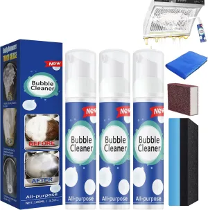 (100ML*3PCS) Bubble Cleaner Foam,Foaming Heavy Oil Stain Cleaner,All-Purpose Rinse-free Cleaner Spray,Kitchen Deep Cleaning Spray,Powerful Stain,Stubborn Grease & Grime Remover Bubble Spray