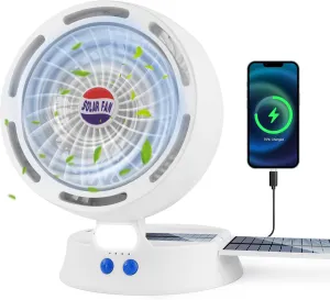 10400mAh Solar Camping Fan with LED Lantern, Rechargeable Portable Fan with 5W Solar Panel, Battery Operated Personal Fan for Outside Picnic, Fishing, Outdoor Tent Fan for Camping Essentials