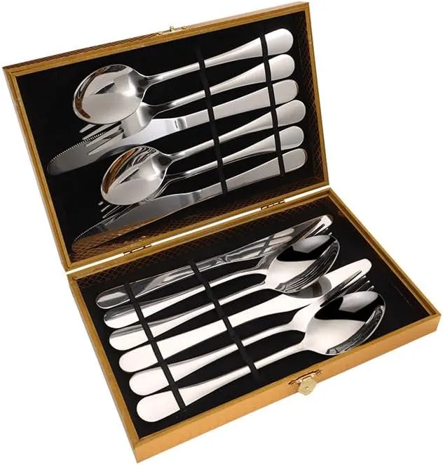 12-piece Stainless Steel Tableware Set, Spoon And Fork Set, Suitable For Restaurants, Homes, And Camping(BLACK)