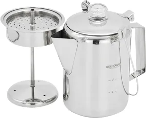 1.2L Outdoor 9 Cup Stainless Steel Percolator Coffee Pot Coffee Maker for Camping Home Kitchen