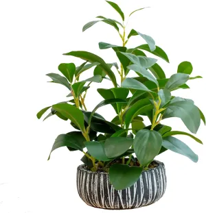 12" Fake Plants Indoor Thick Ficus Leaves Faux Plant Realistic Looking and Touchinng Artificial Greenery Potted Desk Plants for Office Table Shelf Farmhouse Home Kitchen Bedroom Decor
