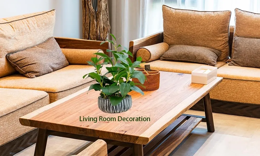 12" Fake Plants Indoor Thick Ficus Leaves Faux Plant Realistic Looking and Touchinng Artificial Greenery Potted Desk Plants for Office Table Shelf Farmhouse Home Kitchen Bedroom Decor