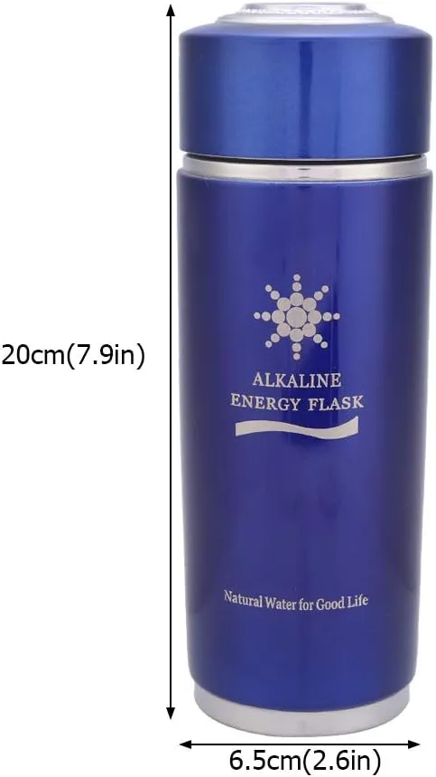 14oz Insulated Water Bottle, Creates High pH Premium Water, Stainless Steel Water Bottle Portable Nano Balance Bio Energy Lonizer Cup Flask for Hiking, Camping (Blue)