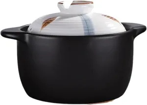 1.7 Quart Ceramic Casserole,with Lid Ceramic Pot,Heat-Resistant Round Stew,Soup Pot for cook bibimbap, soup, rice, stew, casserole (White1.7QT)