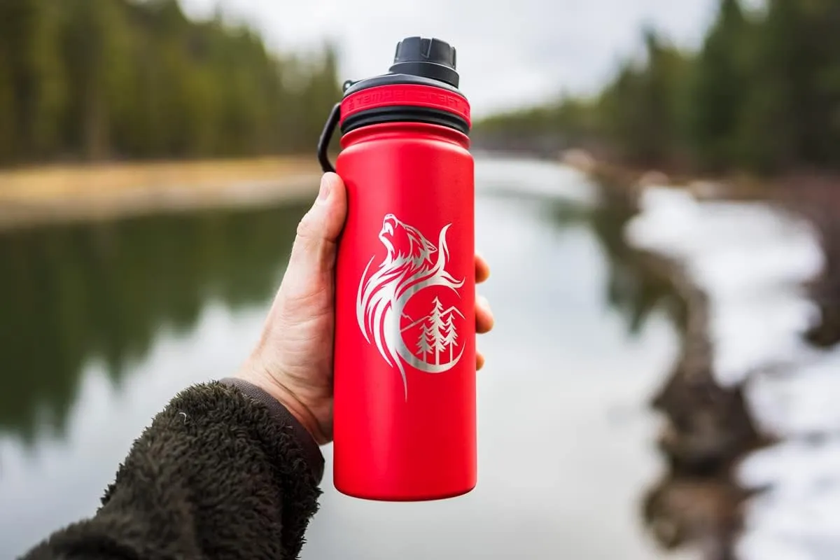 18 oz Vacuum Insulated Sport Bottle | Custom Laser Engraved Options | Stainless Steel, Double-Walled, Wide Mouth