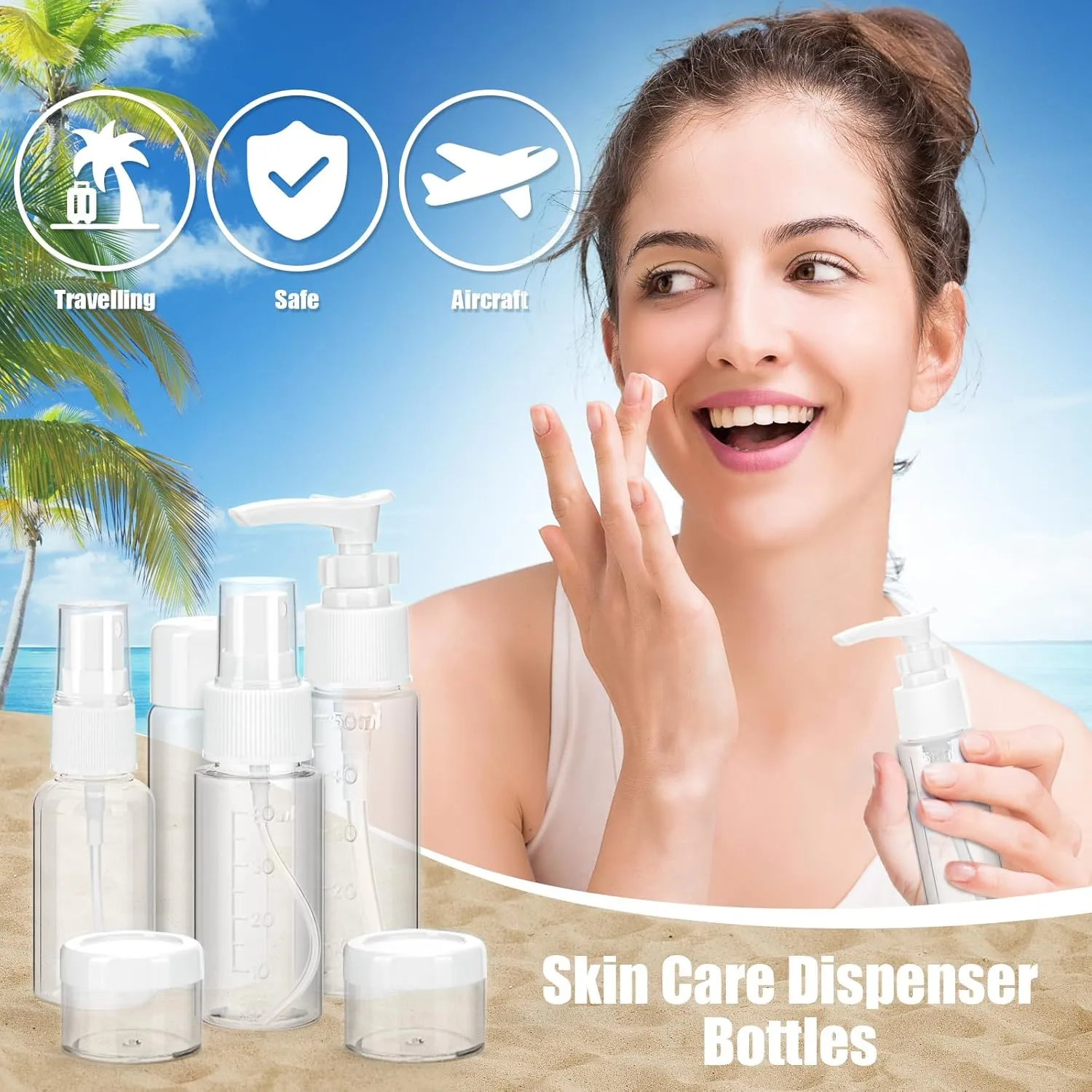 18 Pcs Travel Bottles Set for Toiletries, TSA Approved Travel Size Containers with Bandage Silicone Squeezable for Shampoo Conditioner Lotion Body Wash (Multicolour White Bag)