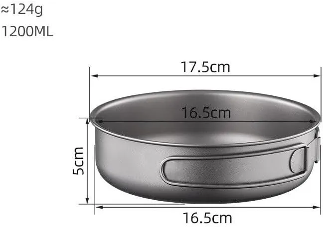 1PC Pure Titanium Frying Pan, Foldable And Portable Pot Suitable For Home Or Outdoor Camping(1200ML)