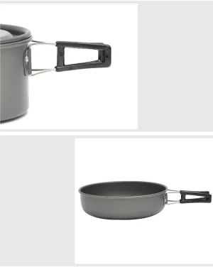 1SET Outdoor Portable Aluminum Pot Set Multifunctional Camping Tableware Set