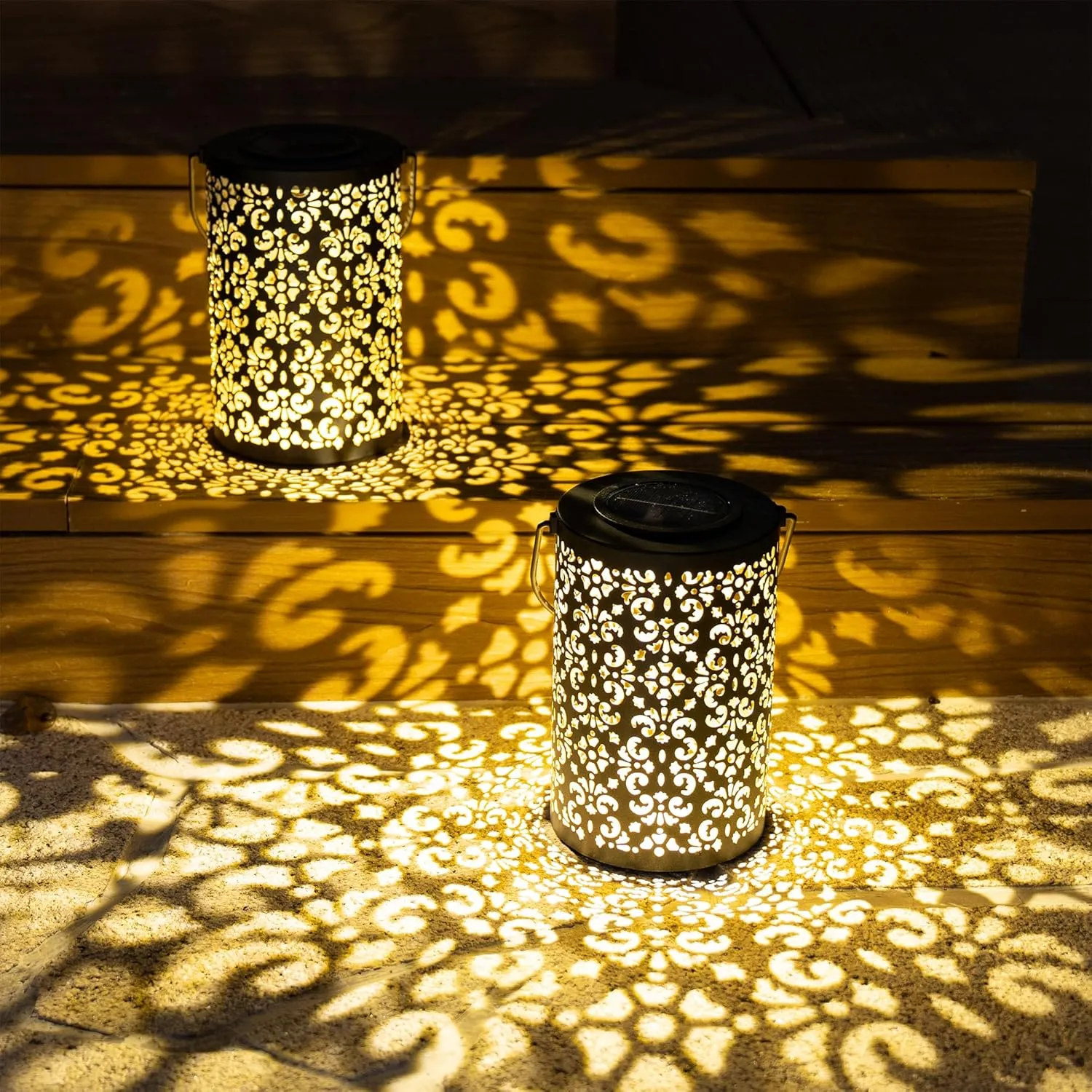 2 Pack Outdoor Solar Hanging Lantern Lights, Patio Solar Lantern Outdoor Waterproof, Solar Lights for Garden Yard Backyard Porch Table Pathway Tree Decorative