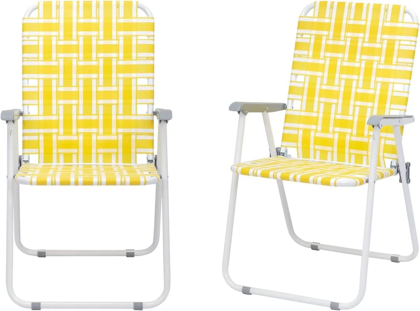 2 Pack Patio Folding Lawn Chairs for Adults,Outdoor/Indoor Portable Beach Chair,Folding Webbed Lawn Beach Chair,Foldable Camping Chairs,Supports 264 lbs,for Garden, Travel (Yellow, 55x62x92.5cm)