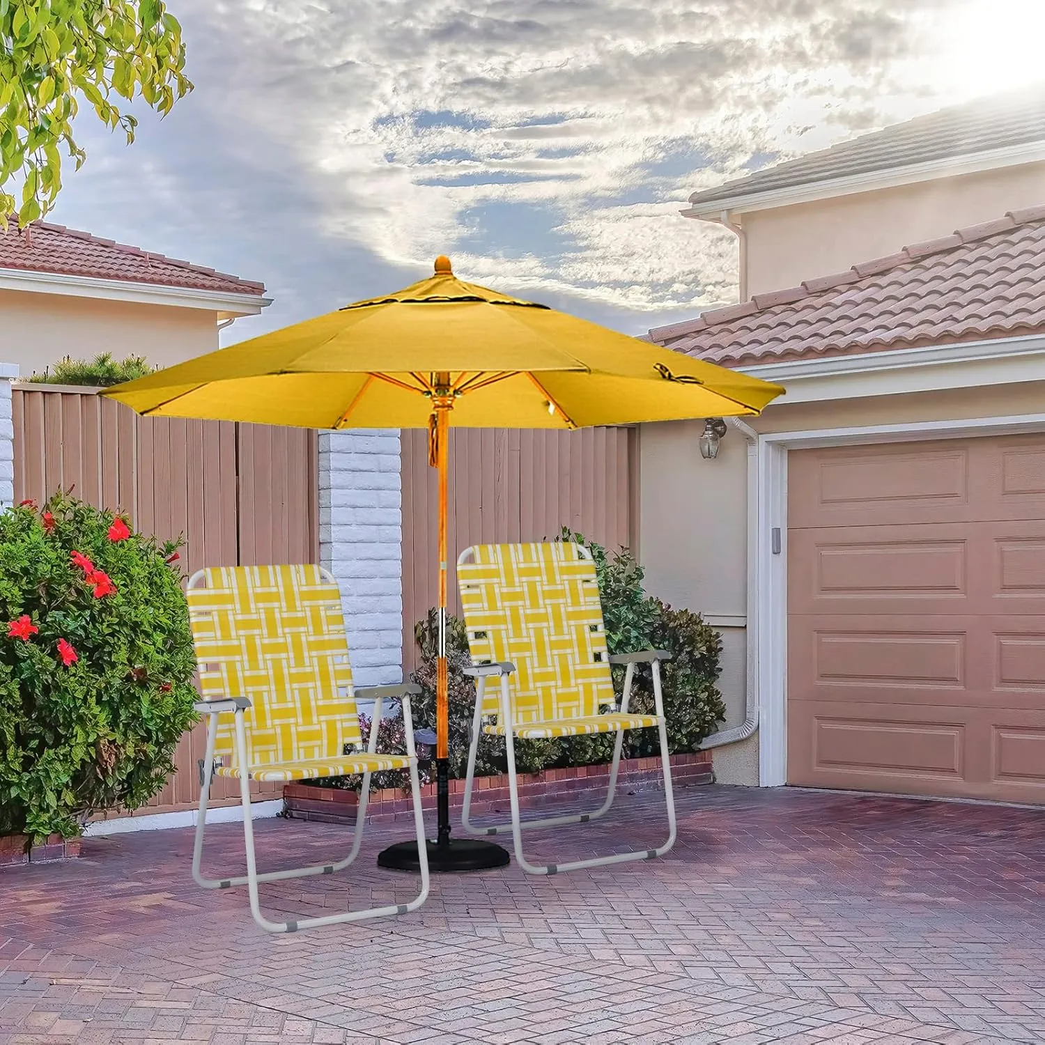2 Pack Patio Folding Lawn Chairs for Adults,Outdoor/Indoor Portable Beach Chair,Folding Webbed Lawn Beach Chair,Foldable Camping Chairs,Supports 264 lbs,for Garden, Travel (Yellow, 55x62x92.5cm)