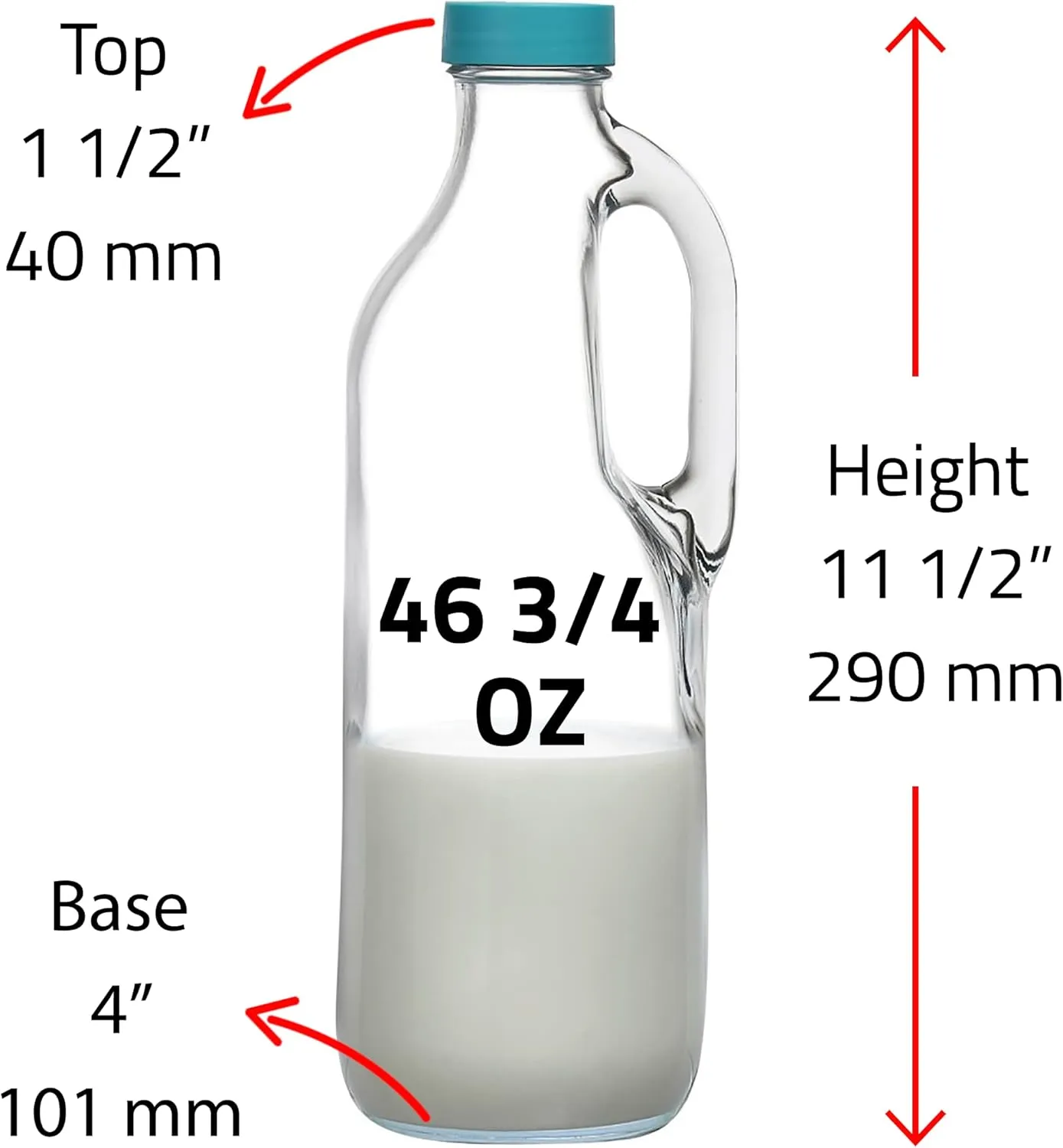 2 Pc 47oz Clear Glass Pitchers with Handles and Lids - Airtight Refrigerator Water Juice Jugs for Kitchen