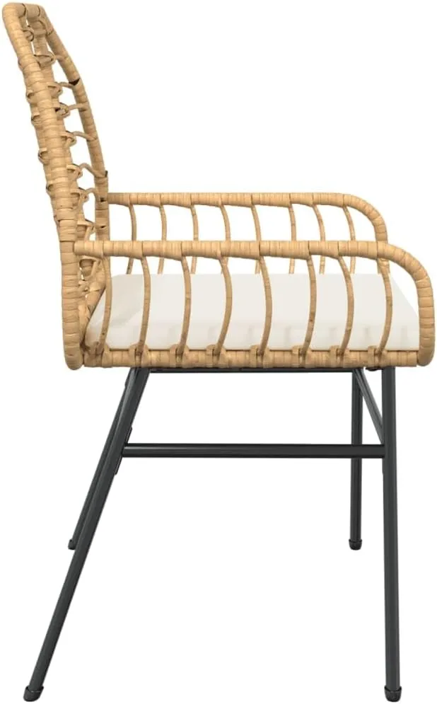 2-Piece Brown PE Rattan Outdoor Lounge Chairs with Cream Cushions, Patio Furniture Set with Weather-Resistant Steel Frame for Backyard Poolside Deck