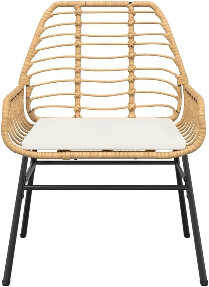 2-Piece Brown PE Rattan Outdoor Lounge Chairs with Cream Cushions, Patio Furniture Set with Weather-Resistant Steel Frame for Backyard Poolside Deck