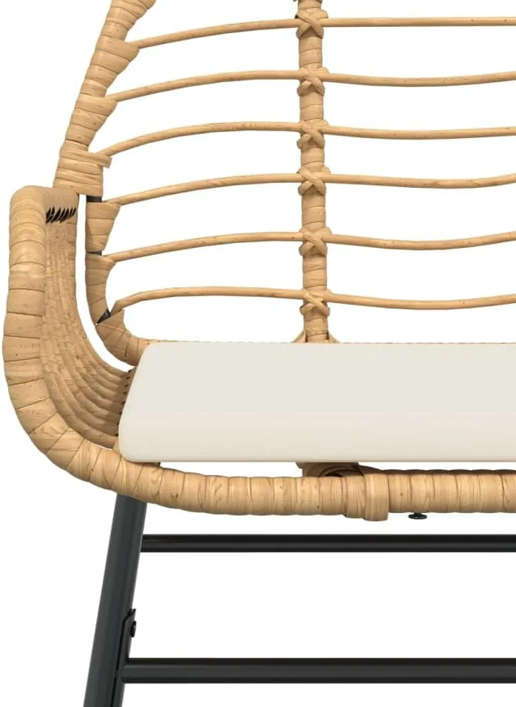 2-Piece Brown PE Rattan Outdoor Lounge Chairs with Cream Cushions, Patio Furniture Set with Weather-Resistant Steel Frame for Backyard Poolside Deck