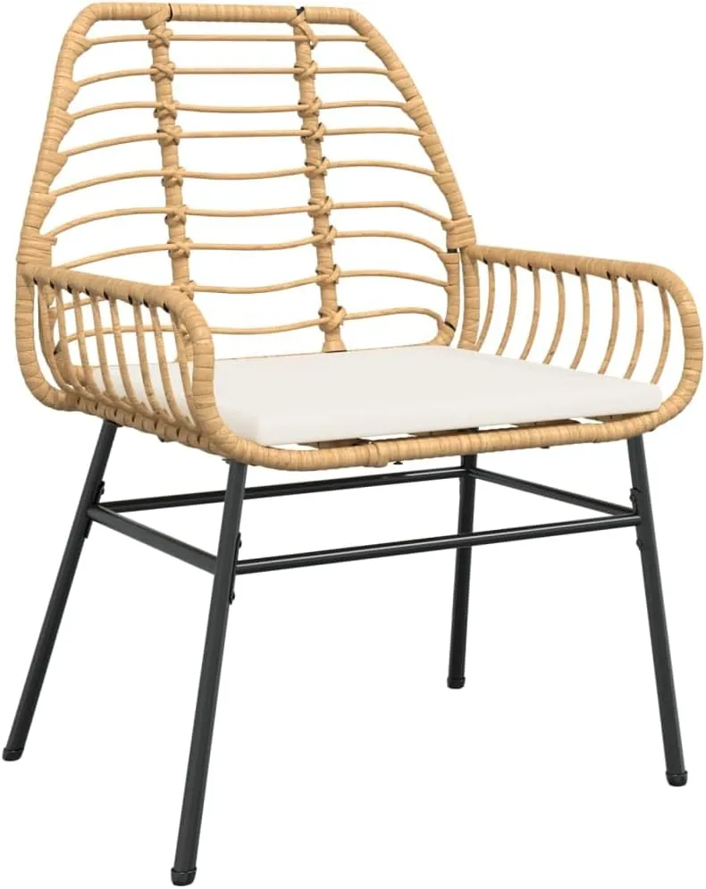 2-Piece Brown PE Rattan Outdoor Lounge Chairs with Cream Cushions, Patio Furniture Set with Weather-Resistant Steel Frame for Backyard Poolside Deck