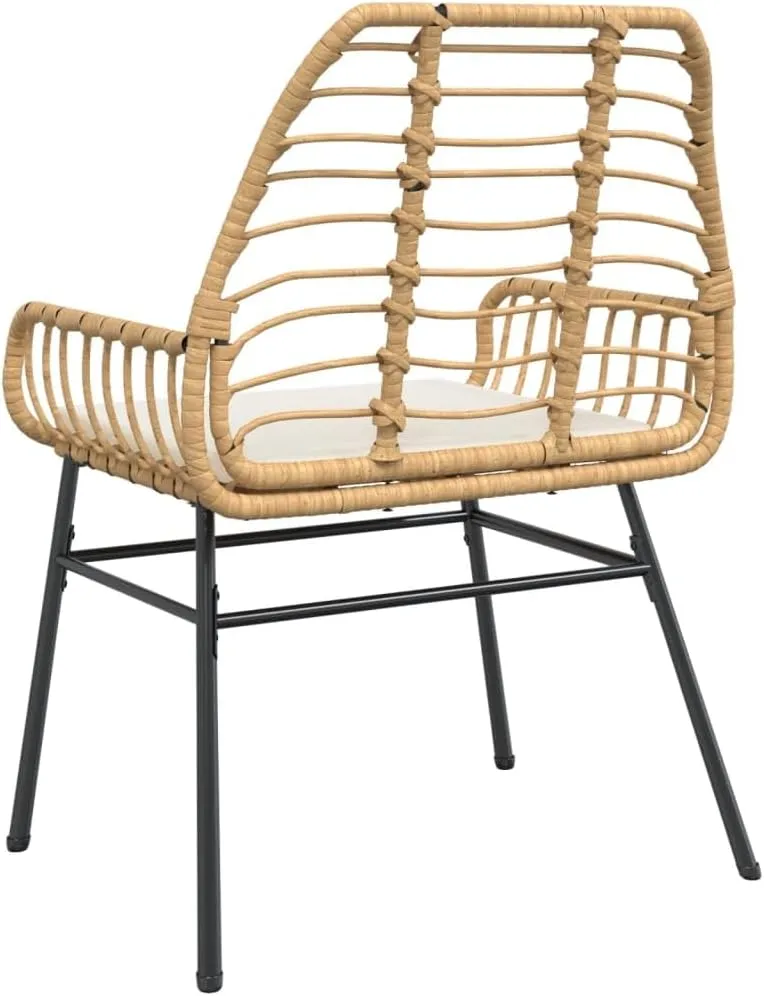 2-Piece Brown PE Rattan Outdoor Lounge Chairs with Cream Cushions, Patio Furniture Set with Weather-Resistant Steel Frame for Backyard Poolside Deck
