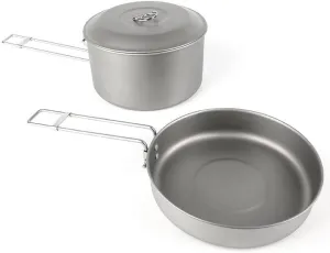 2-Piece Set Pure Titanium Folding Pot, Lightweight Portable Tableware Set Suitable For Outdoor Camping Or Home Use