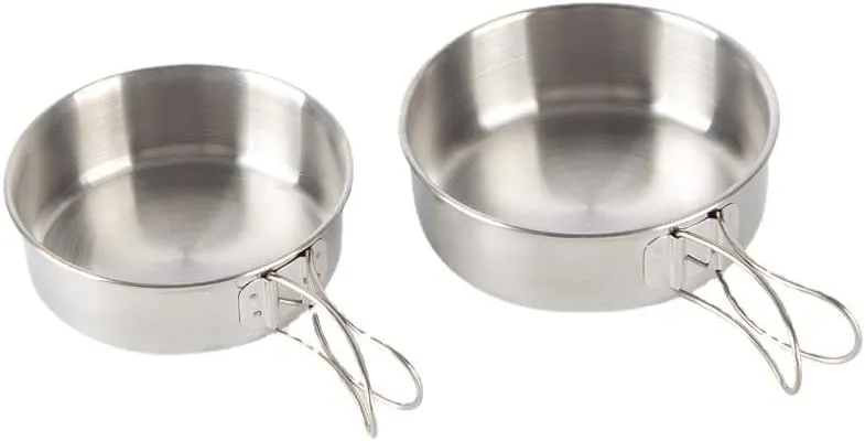 2 Pieces Pack Pot, Stainless Steel Portable Folding Frying Pan Suitable For Outdoor Camping Or Home Use