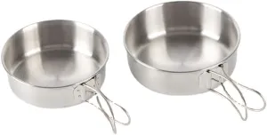 2 Pieces Pack Pot, Stainless Steel Portable Folding Frying Pan Suitable For Outdoor Camping Or Home Use
