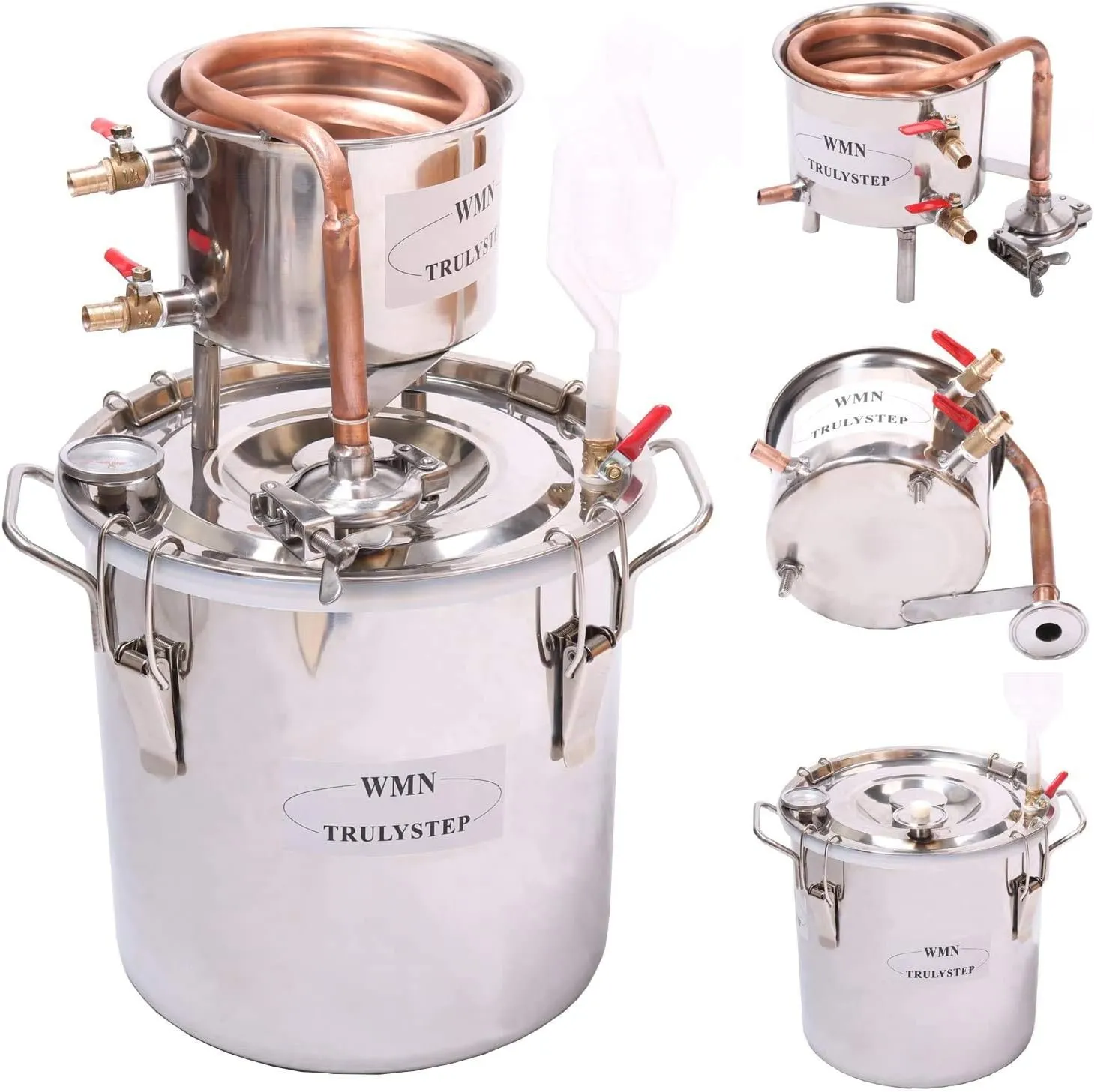 2 Pots Stainless Steel Still 3Gal/12Liters Water Alcohol Distiller Home Brew Kit Wine Making Supplies for DIY Brandy Whisky Vodka Distilled Water, Silver