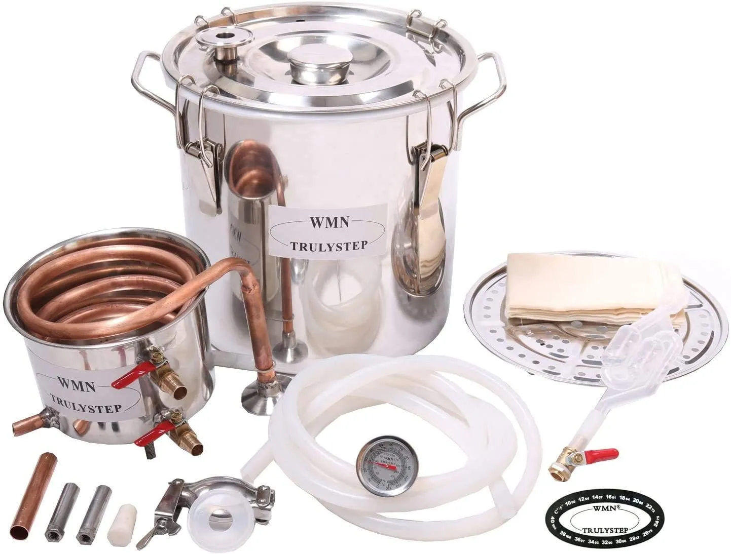 2 Pots Stainless Steel Still 3Gal/12Liters Water Alcohol Distiller Home Brew Kit Wine Making Supplies for DIY Brandy Whisky Vodka Distilled Water, Silver