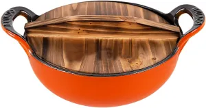 2 QT Black Enameled Cast Iron Dutch Oven，Iron Biryani Pot，Le Creuset，Instant Pot Bakeware Sets, Casserole Dishes for Oven - orange