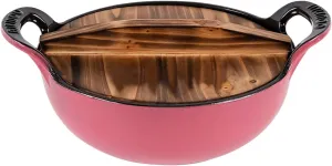 2 QT Black Enameled Cast Iron Dutch Oven，Iron Biryani Pot，Le Creuset，Instant Pot Bakeware Sets, Casserole Dishes for Oven - Pink