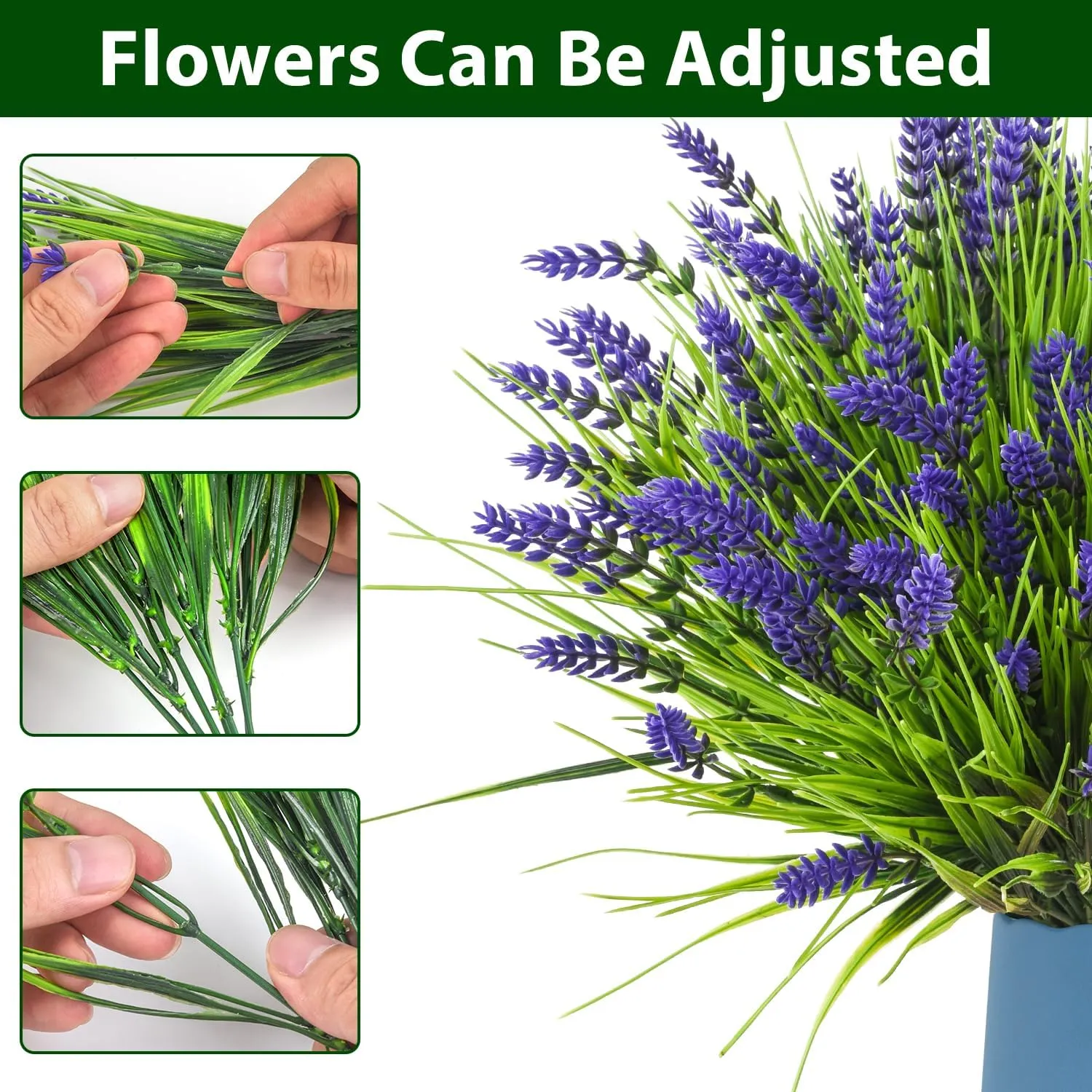 20 Bundles Artificial Plants Outdoor, UV Resistant Fake Flowers， Realistic Faux Lavender Shrubs for Porch Garden Window Box Home Decoration (Purple)