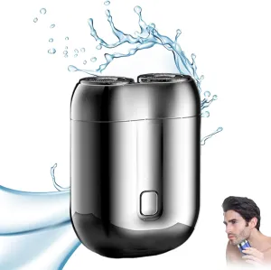 2025 New Mini Dual-Head Electric Shaver, Rechargeable Waterproof Electric Razor for Men, Portable USB Electric Razor, Mini Face & Beard Shaver for Travel (Silver Grey)