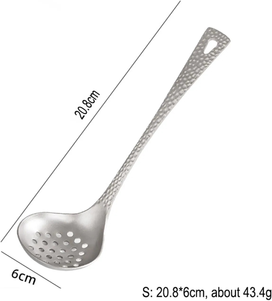 20.8cm Titanium Skimmer Spoon Lightweight Slotted Spoon with Long Handle for Cooking, Hot Pot, Pasta, Soup & Frying Durable Food Strainer & Colander Kitchen Tools RT1042T