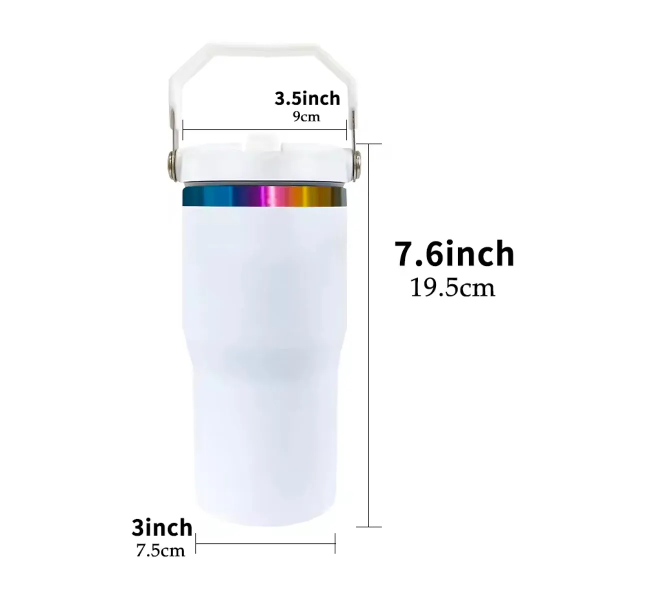 20oz Kids Drink Bottle with Top Flip Handle - Rainbow Plated