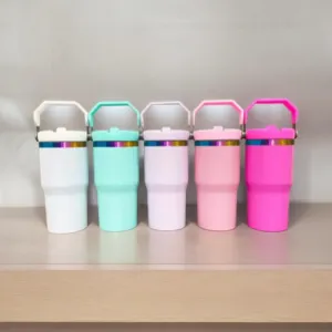 20oz Kids Drink Bottle with Top Flip Handle - Rainbow Plated