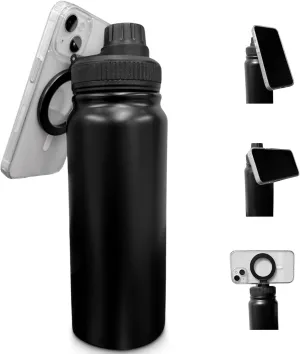 24 oz Water Bottle Compatible with MagSafe Phone Mount for iPhone, Magnetic Phone Holder - Insulated Stainless Steel - For Gym, Outdoor, Travel - Stays Cold Sports Water Bottle