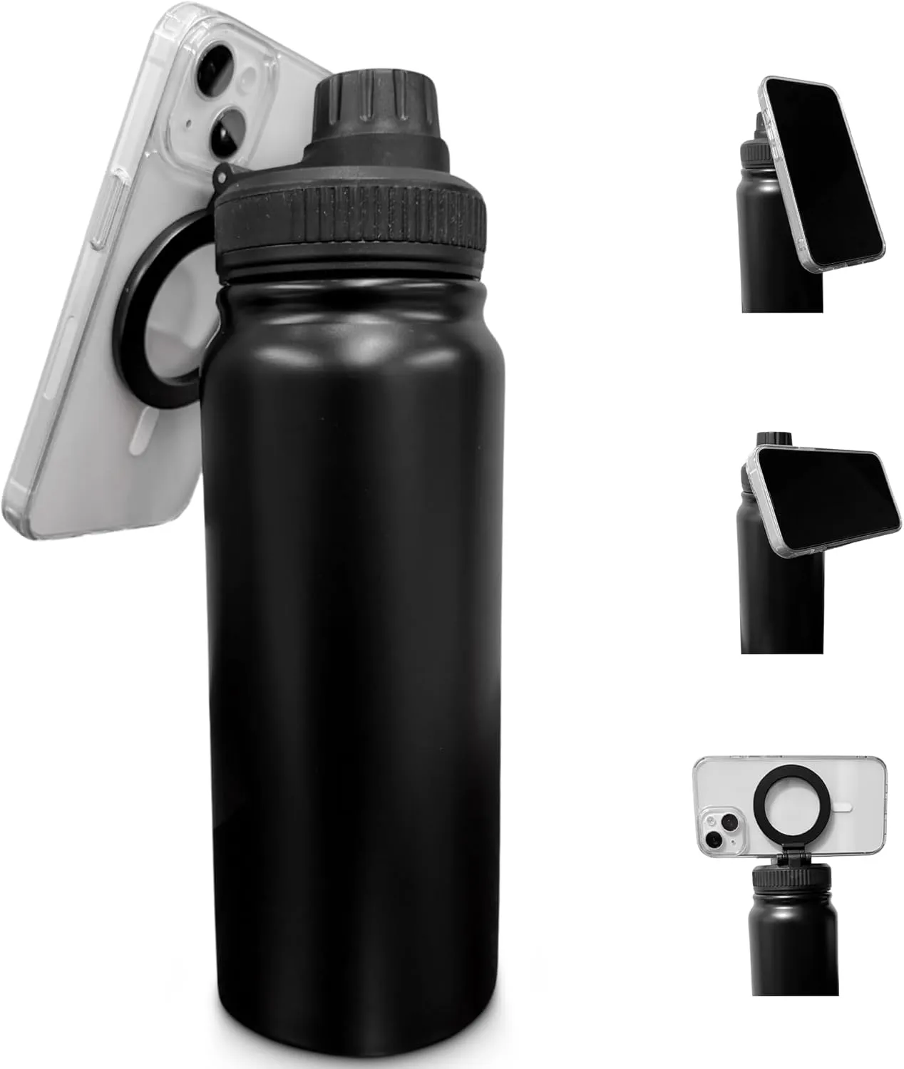 24 oz Water Bottle Compatible with MagSafe Phone Mount for iPhone, Magnetic Phone Holder - Insulated Stainless Steel - For Gym, Outdoor, Travel - Stays Cold Sports Water Bottle
