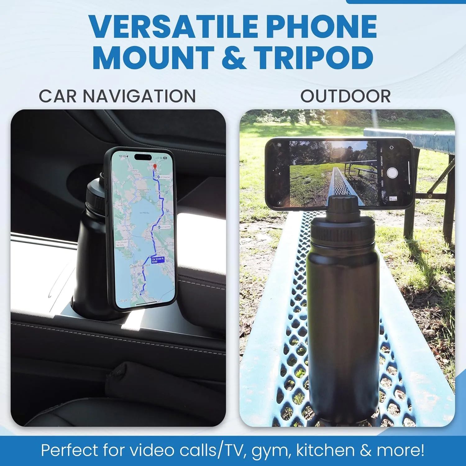 24 oz Water Bottle Compatible with MagSafe Phone Mount for iPhone, Magnetic Phone Holder - Insulated Stainless Steel - For Gym, Outdoor, Travel - Stays Cold Sports Water Bottle