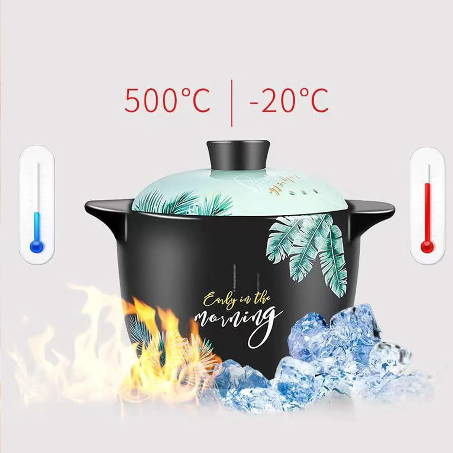2.6 Quart Ceramic Casserole,with Lid Ceramic Pot,Heat-Resistant Round Stew Pot Soup Pot for cook bibimbap, soup, rice, stew, casserole (Green2.6QT)