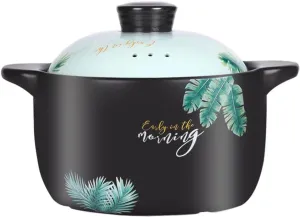 2.6 Quart Ceramic Casserole,with Lid Ceramic Pot,Heat-Resistant Round Stew Pot Soup Pot for cook bibimbap, soup, rice, stew, casserole (Green2.6QT)