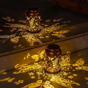 2pack Solar Lanterns Outdoor Waterproof Hanging Butterfly Lights LED Metal Fairy Lantern Decorative Garden,Patio,Landscape,Walkway,Festival Christmas Decor Fathers Day Gifts for Women Men Mom Grandma