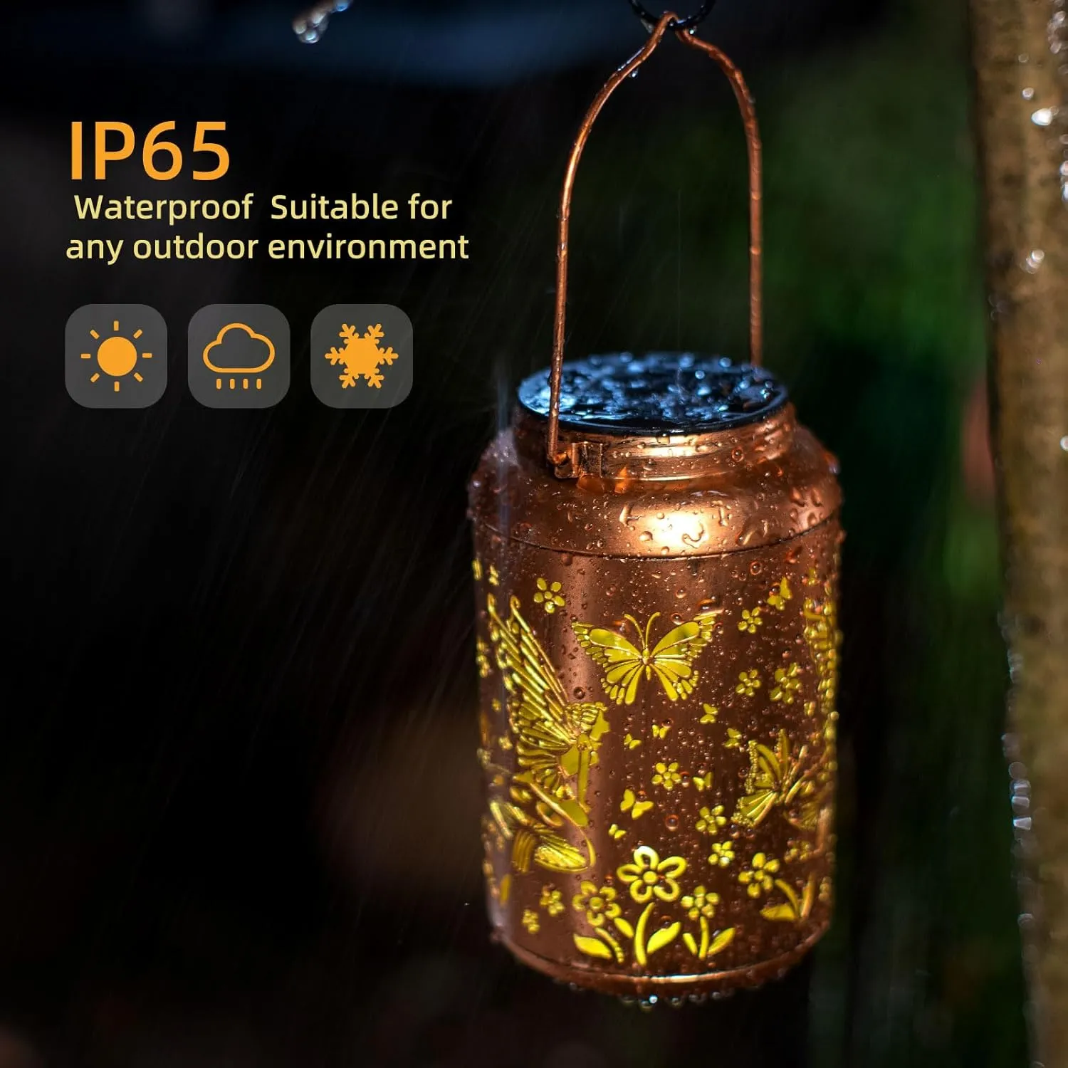 2pack Solar Lanterns Outdoor Waterproof Hanging Butterfly Lights LED Metal Fairy Lantern Decorative Garden,Patio,Landscape,Walkway,Festival Christmas Decor Fathers Day Gifts for Women Men Mom Grandma