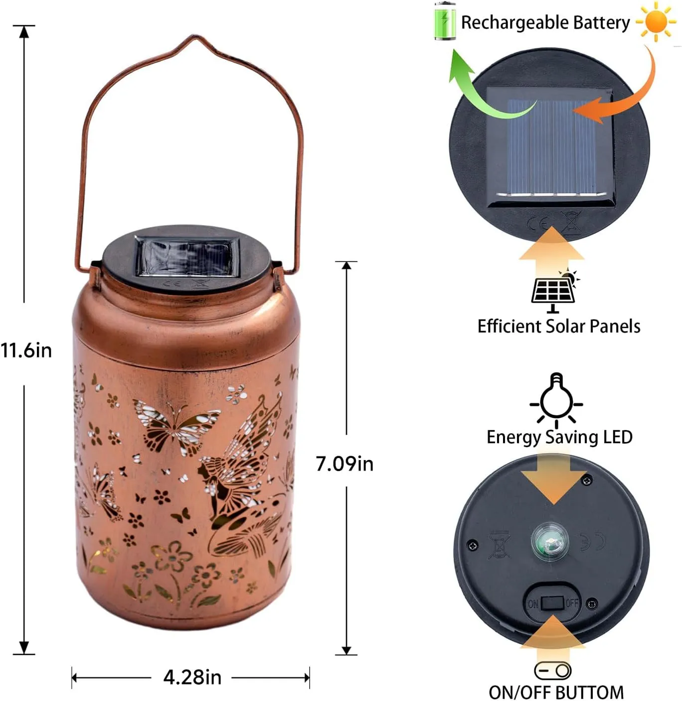 2pack Solar Lanterns Outdoor Waterproof Hanging Butterfly Lights LED Metal Fairy Lantern Decorative Garden,Patio,Landscape,Walkway,Festival Christmas Decor Fathers Day Gifts for Women Men Mom Grandma