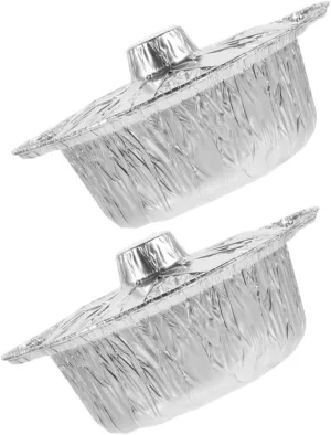 2pcs Round Foil Pans for Camping and Barbecue Lightweight Cooking Pots for Baking Picnics and Food Storage Capacity